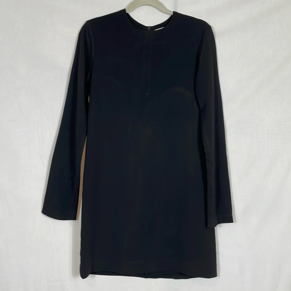 Helmut Lang Black Sheath Dress Size 6 Stretch Crepe Classic EUC